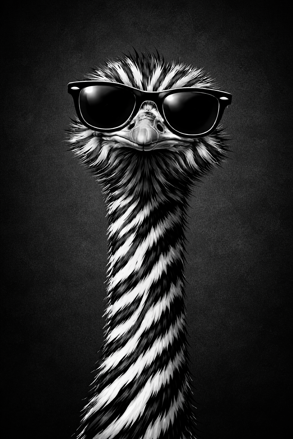 Plume Noire, autruche zébrée de sexe masculin.